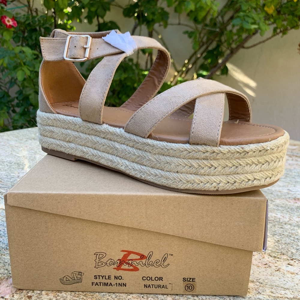 NWT - Espadrille Platform Wedge Taupe